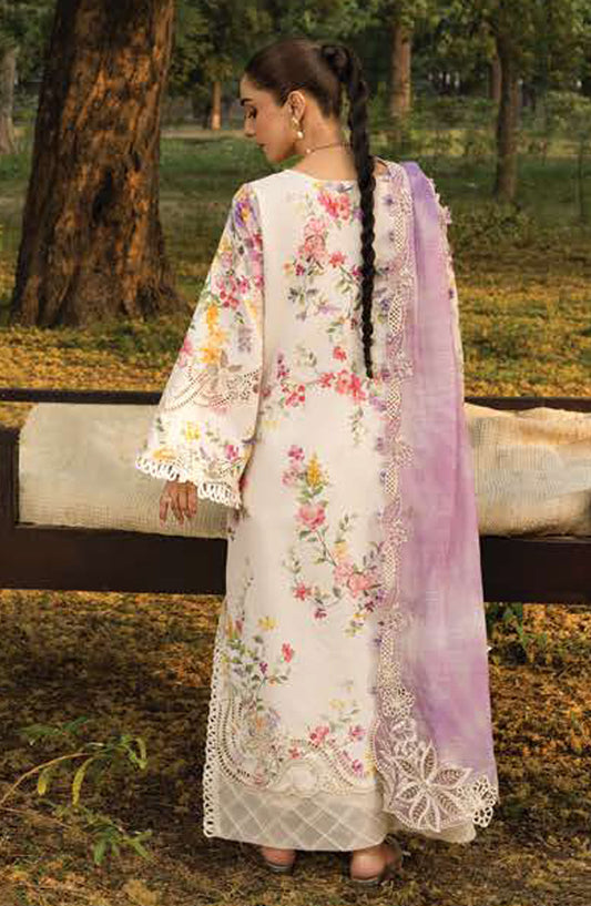 Crimson Embroidered Lawn Unstitched 3 Piece Suit - D-02-B Petals and Promises - CR25LL - White - Summer Collection