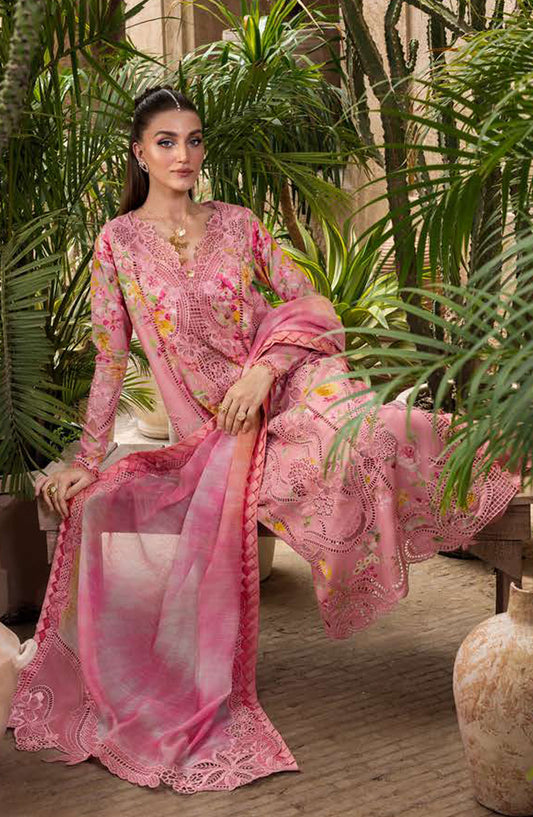 Crimson Embroidered Lawn Unstitched 3 Piece Suit - D-02-A Petals and Promises - CR25LL - Pink - Summer Collection