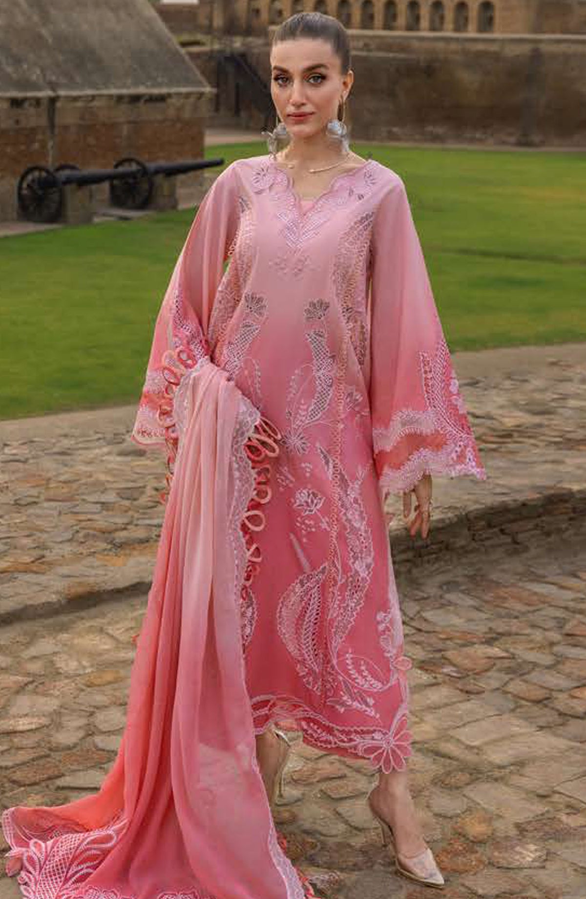 Crimson Embroidered Lawn Unstitched 3 Piece Suit - D-01-B All Things Ombre - CR25LL - Pink - Summer Collection
