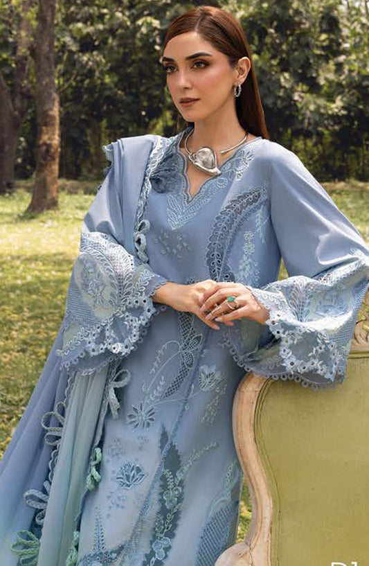 Crimson Embroidered Lawn Unstitched 3 Piece Suit - D-01-A All Things Ombre - CR25LL - Blue - Summer Collection