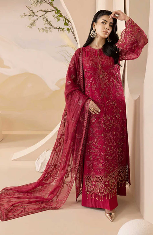 Lamisah Luxury Chiffon Unstitched Collection By Lavish Premium - Crimson