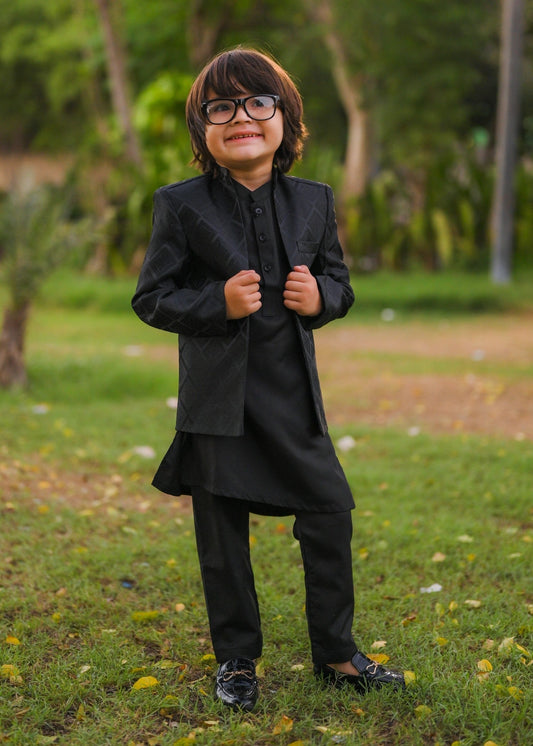Black Open Prince coat suit - p19