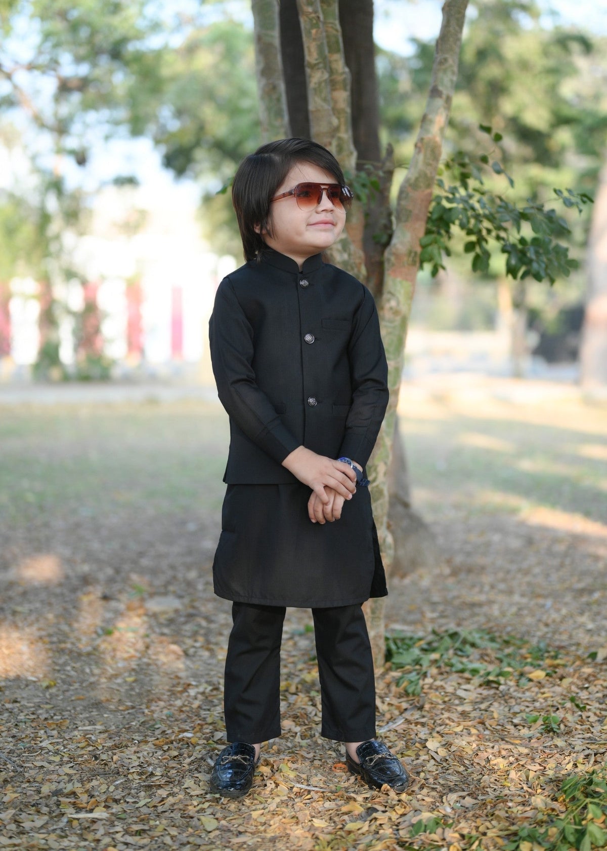 Plain Black Waistcoat Suit EW29