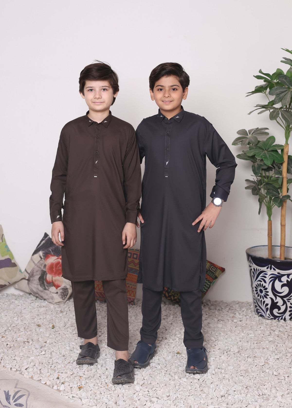 Pebble Grey Shirt Collar Designing kurta trouser KT 49