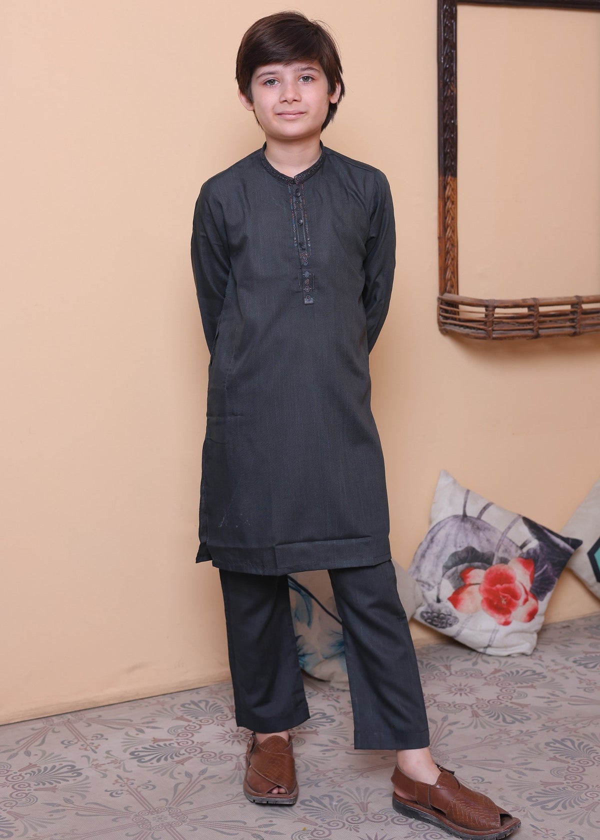 Charcoal Grey Kurta Trouser-AH 032