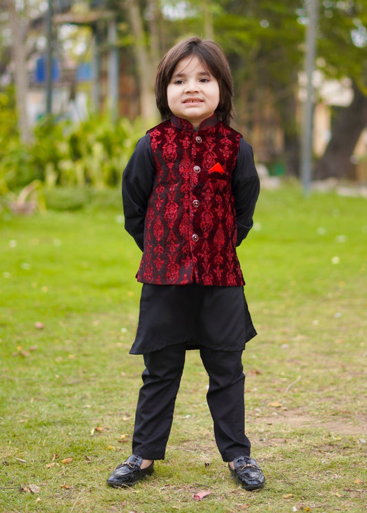 Red Velvet Waistcoat Suit EW 48