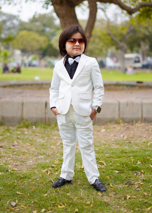 5pcs White Suit (Coat+Waistcoat+Pant+Shirt+Bow) CPS 009