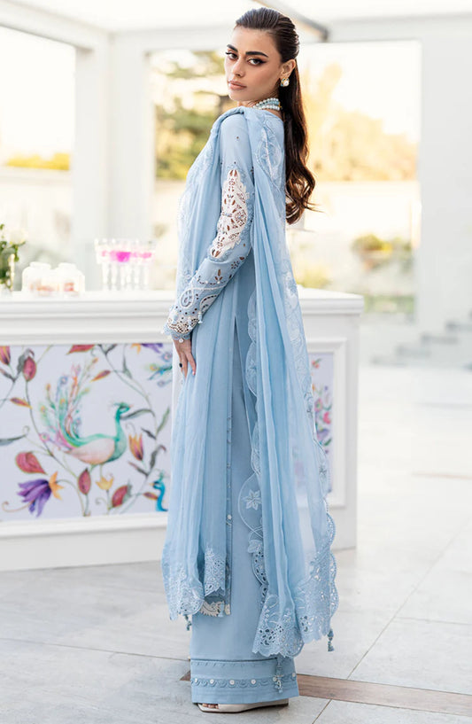 Qalamkar Chikankari Lawn Unstitched 3 Piece Suit - CS-01 Tasha - Q25CEE - Blue - Eid Collection