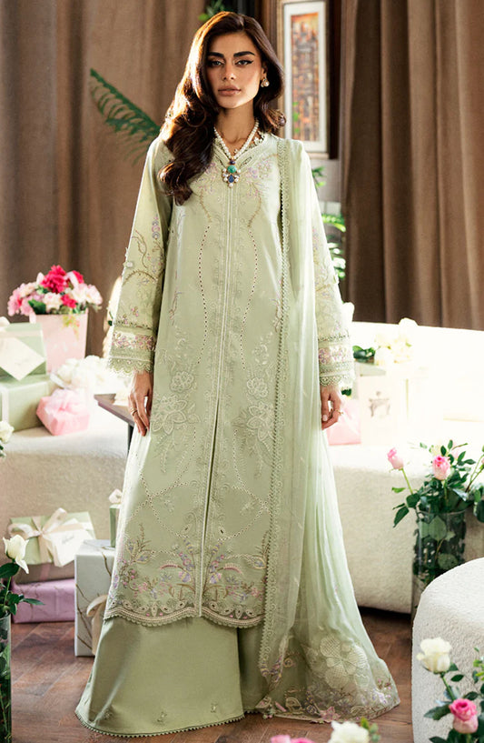 Qalamkar Chikankari Lawn Unstitched 3 Piece Suit - CS-04 ERZA - Q25CEE - Green - Eid Collection