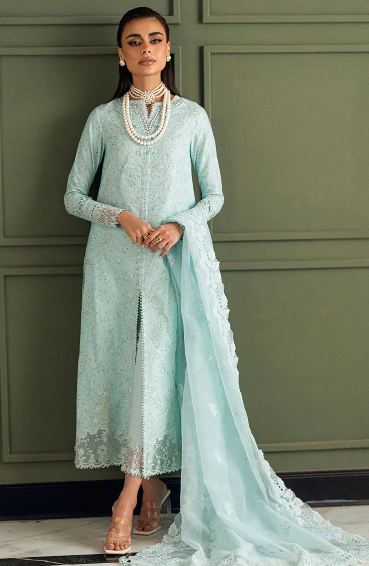 Qalamkar Embroidered Lawn Unstitched 3 Piece Suit - CS-06 NEESHA - Q25CEE - Blue - Eid Collection