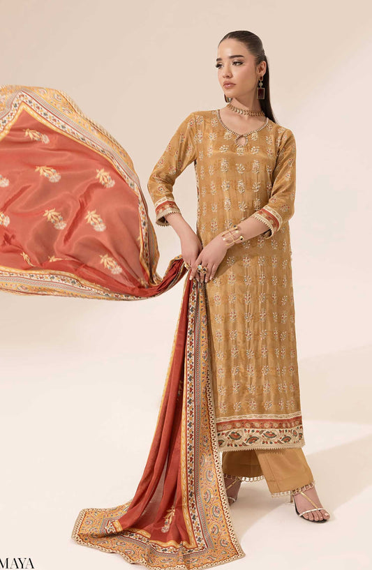 SUAY by Sahane Printed Silk Unstitched 3 Piece - CT-15002 Maya - SAH25S - Beige - Eid Formal Collection