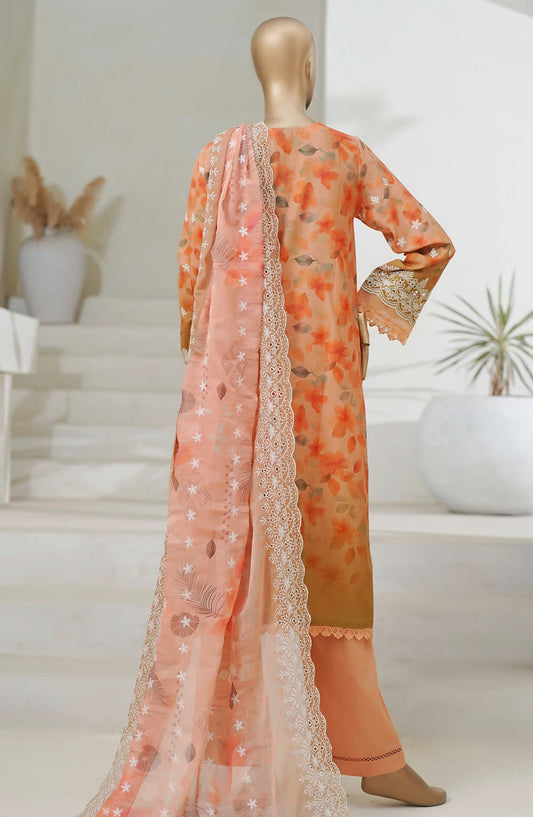Sadabahar Chikankari Cutwork Stitched 3 Piece Suit - D-02 - SBD25CUTC - Orange - Summer Collection