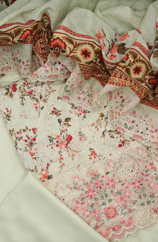 Bin Saeed Unstitch Cotton Embroidered Collection - D-017