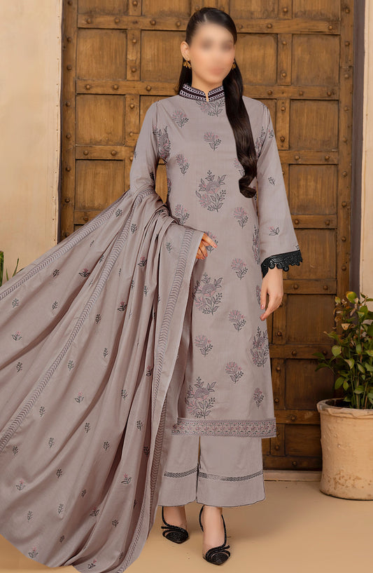 Zarqa by Al karim Embroidered Lawn Unstitched 3 Piece Suit - D-01 - ALK25ZV1 - Grey - Summer Collection