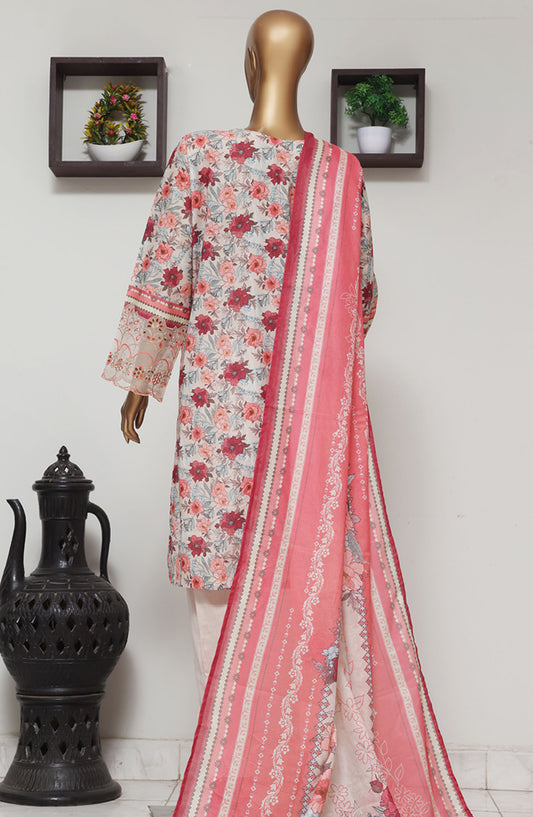 Bin Saeed Embroidered Lawn Stitched 3 Piece Suit - D-01 - BS25EELV9 - Pink - Summer Collection