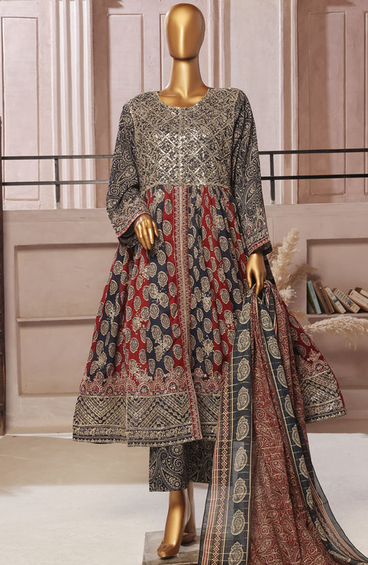 Bin Saeed Embroidered Lawn Stitched 3 Piece Frock - D-01 - BS25ELEF - Black - Summer Collection
