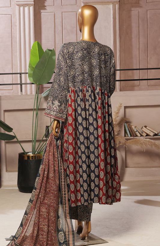 Bin Saeed Embroidered Lawn Stitched 3 Piece Frock - D-01 - BS25ELEF - Black - Summer Collection
