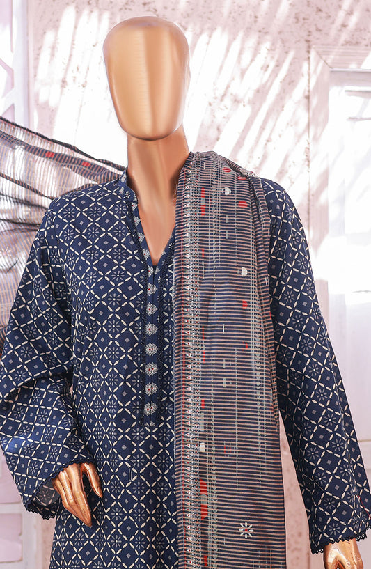Bin Saeed Printed Lawn Stitched 3 Piece Suit - D-01 - BS25EPLV5 - Blue - Summer Collection