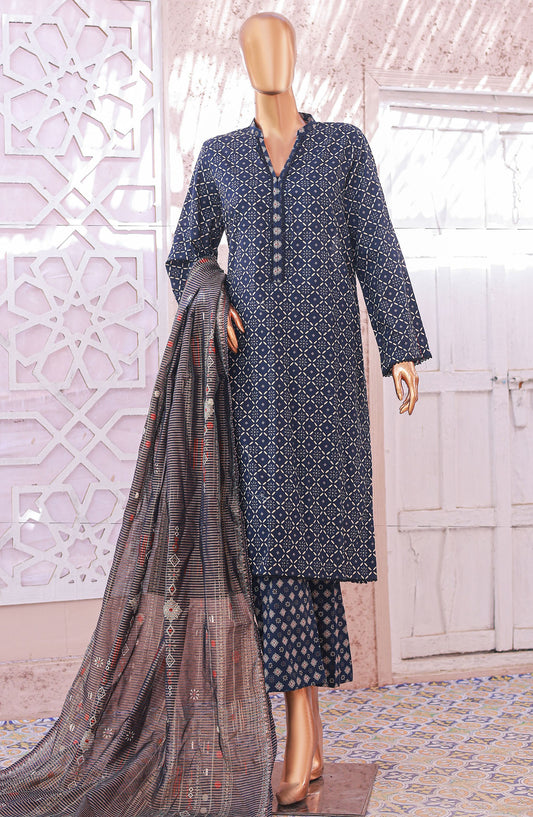 Bin Saeed Printed Lawn Stitched 3 Piece Suit - D-01 - BS25EPLV5 - Blue - Summer Collection