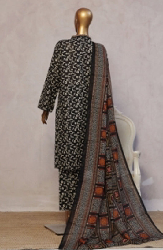 Bin Saeed Printed Lawn Stitched 3 Piece Suit - D-01 - BS25EPLV7 - Black - Summer Collection