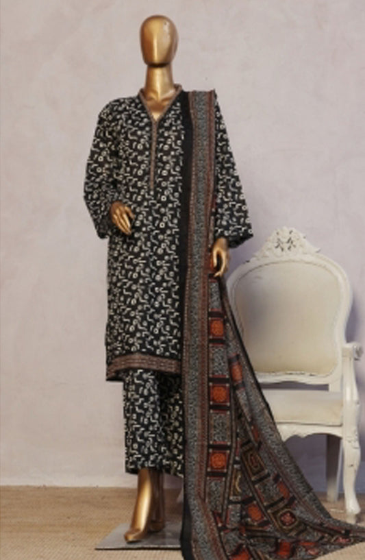 Bin Saeed Printed Lawn Stitched 3 Piece Suit - D-01 - BS25EPLV7 - Black - Summer Collection