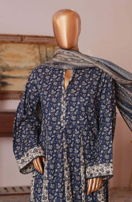 Bin Saeed Printed Peplum Stitched 3 Piece Frock - D-01 - BS25EPPFV2 - Blue - Summer Collection