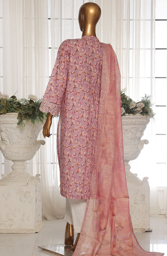 Bin Saeed Chikankari Stitched 3 Piece Suit - D-01 - BS25WNWC - Pink - Summer Collection