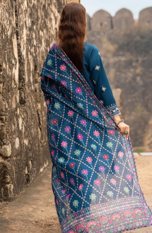 Casual Lite Embroidered Lawn Stitched 3 Piece Suit - D-01 - CL25ITS - Blue - Summer Collection