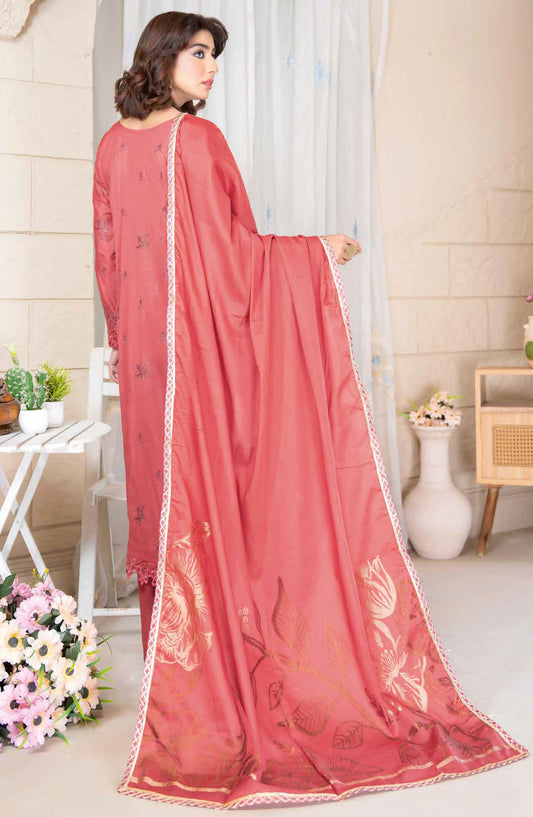 Deeda Zaib by Riaz Arts Embroidered Lawn Unstitched 3 Piece Suit - D-01 - RA25DDZ - Pink - Summer Collection