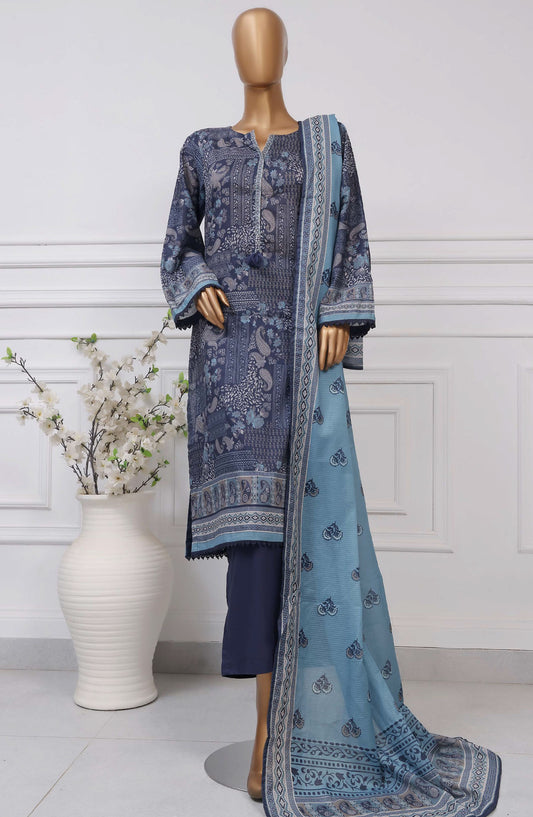 Sadabahar Printed Lawn Stitched 3 Piece Suit - D-01 - SBD25PLCV4 - Blue - Summer Collection