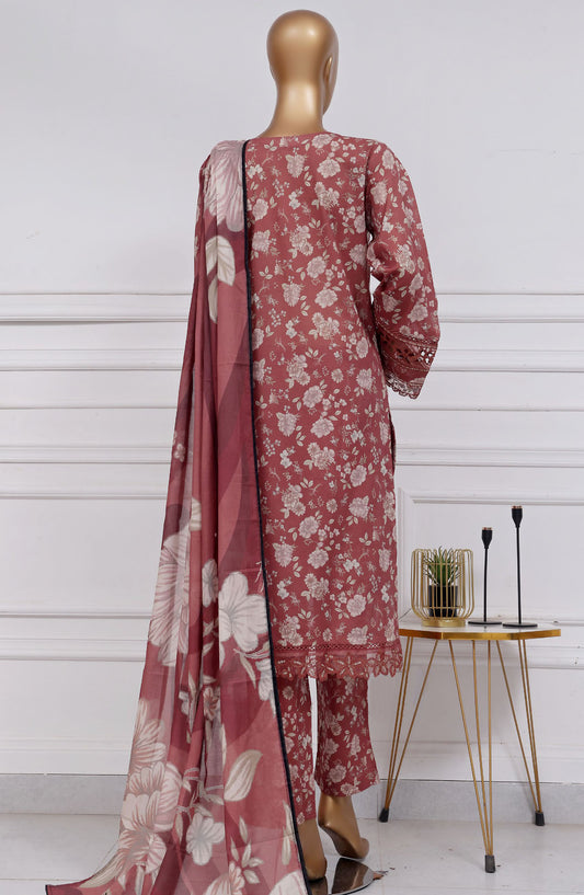 Raya by Sadabahar Embroidered Lawn Stitched 3 Piece Suit - D-01 - SBD25RFCV2 - Pink - Festive Collection