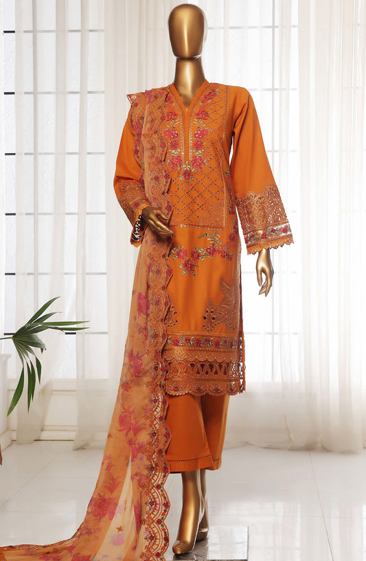 Sadabahar Embroidered Lawn Stitched 3 Piece Suit - D-01 - SDB25LES - Orange - Spring Collection