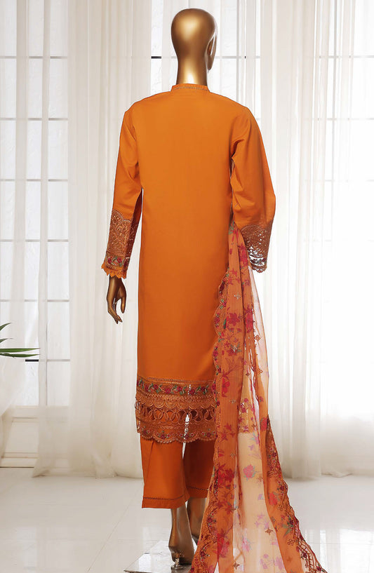 Sadabahar Embroidered Lawn Stitched 3 Piece Suit - D-01 - SDB25LES - Orange - Spring Collection