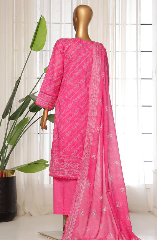 Sadabahar Printed Lawn Stitched 3 Piece Suit - D-01 - SDB25PLV3 - Pink - Summer Collection