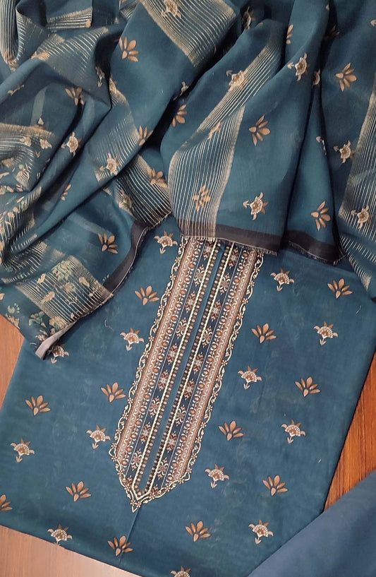 PREMIUM UNSTITCH PRINTED LAWN 3PEC WITH TILLA  DUPATTA COLLECTION - D 01