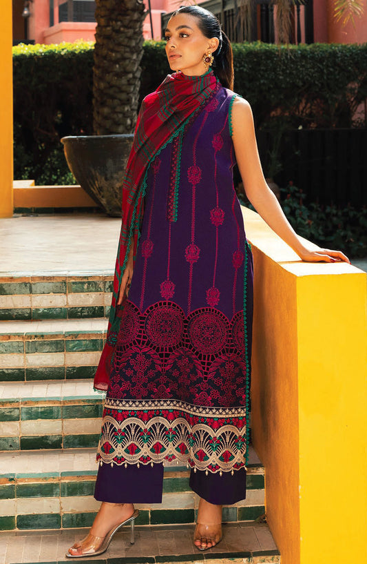 Zainab Chottani Chikankari Lawn Unstitched 3 Piece Suit - D-01B Zynah - ZBC25CL - Blue - Summer Collection