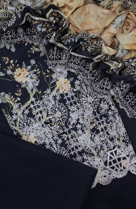 Bin Saeed Unstitch Cotton Embroidered Collection - D-022
