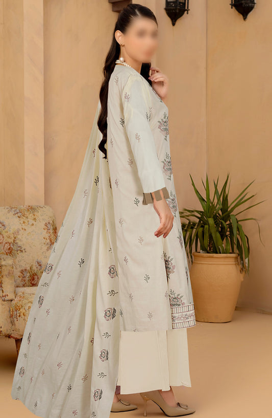 Zarqa by Al karim Embroidered Lawn Unstitched 3 Piece Suit - D-02 - ALK25ZV1 - Off White - Summer Collection