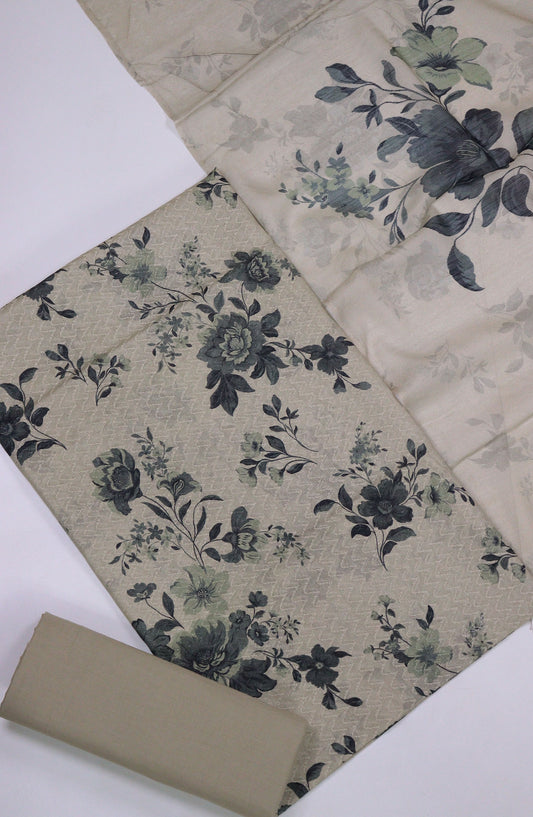 Maya by Amna Khadija Printed Lawn Unstitched 3 Piece Suit - D-02 - AM25MPPSL - Grey - Summer Collection