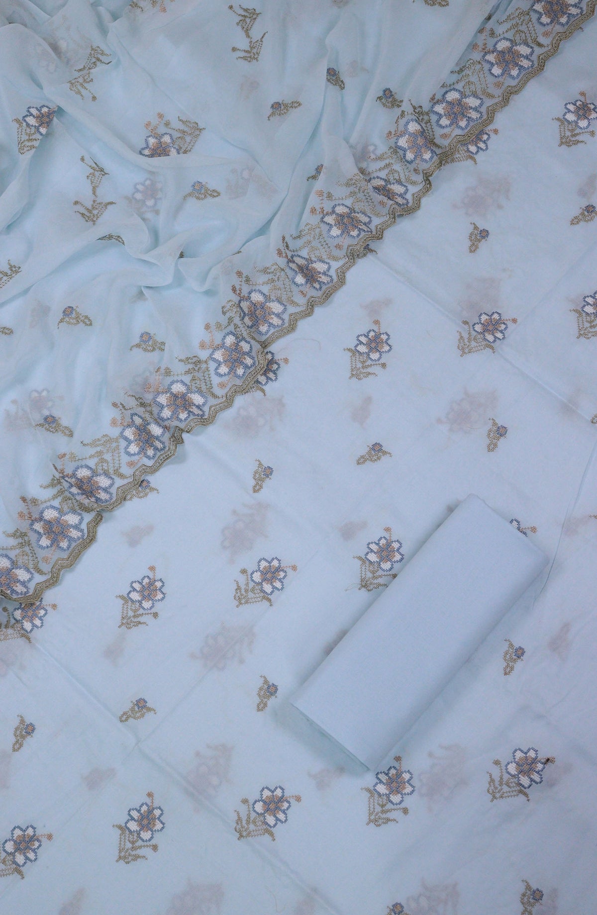 Salma Sitara by Amna Khadija Embroidered Lawn Unstitched 3 Piece Suit - D-02 - AM25SSEL - Blue - Summer Collection