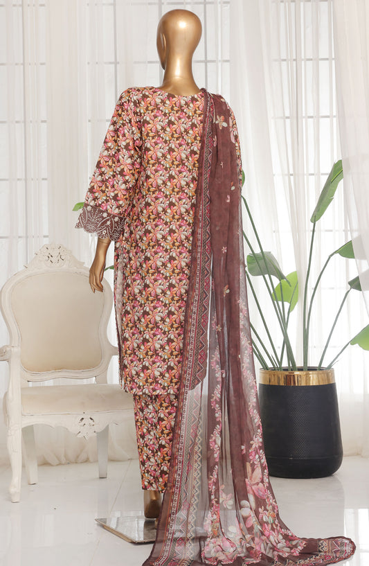 Bin Saeed Chikankari Lawn Stitched 3 Piece Suit - D-02 - BS25ECLV1 - Purple - Summer Collection