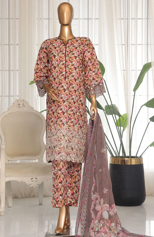 Bin Saeed Chikankari Lawn Stitched 3 Piece Suit - D-02 - BS25ECLV1 - Purple - Summer Collection