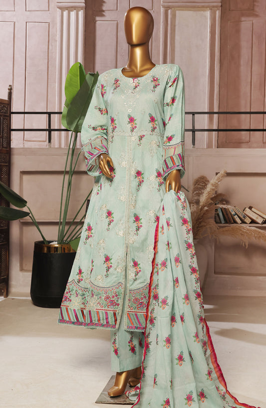 Bin Saeed Embroidered Lawn Stitched 3 Piece Frock - D-02 - BS25ELEF - Blue - Summer Collection