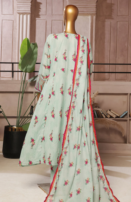 Bin Saeed Embroidered Lawn Stitched 3 Piece Frock - D-02 - BS25ELEF - Blue - Summer Collection