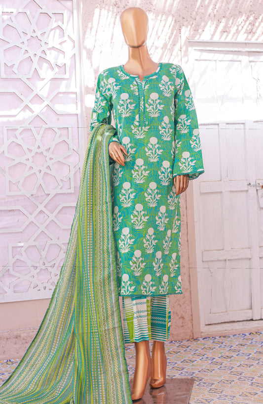 Bin Saeed Printed Lawn Stitched 3 Piece Suit - D-02 - BS25EPLV5 - Green - Summer Collection