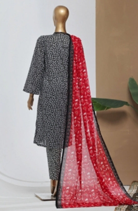 Bin Saeed Printed Lawn Stitched 3 Piece Suit - D-02 - BS25EPLV7 - Black - Summer Collection