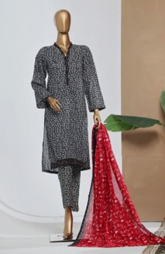 Bin Saeed Printed Lawn Stitched 3 Piece Suit - D-02 - BS25EPLV7 - Black - Summer Collection