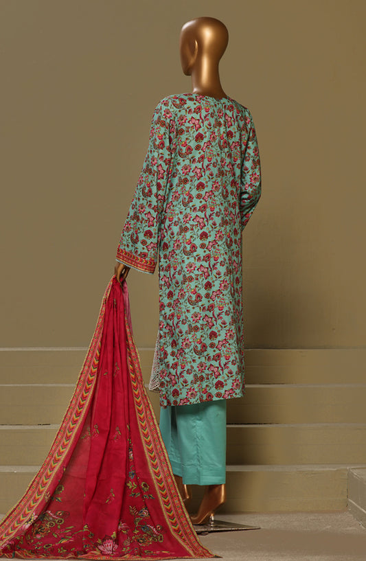 Bin Saeed Chikankari Lawn Stitched 3 Piece Suit - D-02 - BS25LC - Blue - Summer Collection