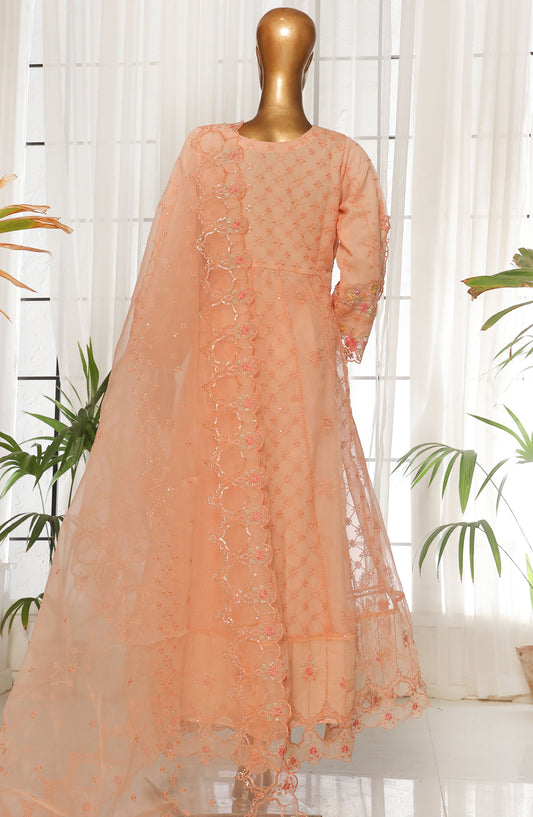 Bin Saeed Embroidered Organza Stitched 3 Piece Suit - D-02 - BS25LOCF - Peach - Festive Collection