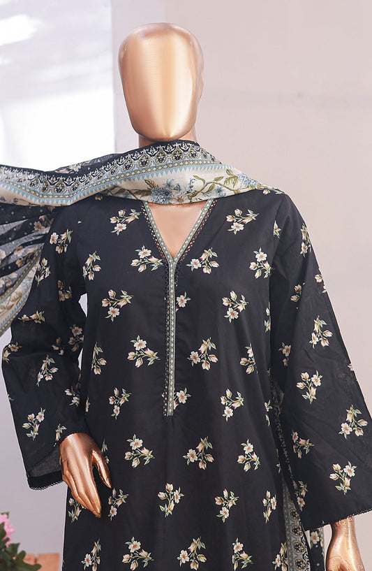 Bin Saeed Printed Lawn Stitched 3 Piece Suit - D-02 - BS25PLV6 - Black - Summer Collection